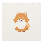 Pomeranian T-shirtwhite Look Calm Pomeranian 13 T-shirt Banner and Sign 4  x 4  Front