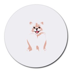 Pomeranian T-shirtwhite Look Calm Pomeranian 34 T-shirt Round Mousepad by EnriqueJohnson