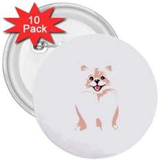 Pomeranian T-shirtwhite Look Calm Pomeranian 34 T-shirt 3  Buttons (10 Pack) 