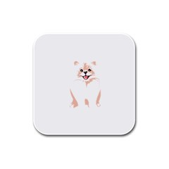 Pomeranian T-shirtwhite Look Calm Pomeranian 34 T-shirt Rubber Square Coaster (4 Pack) by EnriqueJohnson