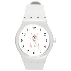 Pomeranian T-shirtwhite Look Calm Pomeranian 34 T-shirt Round Plastic Sport Watch (m) by EnriqueJohnson