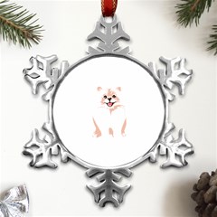 Pomeranian T-shirtwhite Look Calm Pomeranian 34 T-shirt Metal Small Snowflake Ornament by EnriqueJohnson