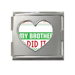 Funny Christmas Sweater T- Shirt Dear Santa My Brother Did It T- Shirt Mega Link Heart Italian Charm (18mm) by ZUXUMI