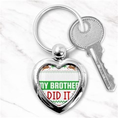 Funny Christmas Sweater T- Shirt Dear Santa My Brother Did It T- Shirt Key Chain (heart) by ZUXUMI