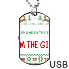 Funny Christmas Sweater T- Shirt Might As Well Sleep Under The Christmas Tree T- Shirt Dog Tag Usb Flash (one Side)