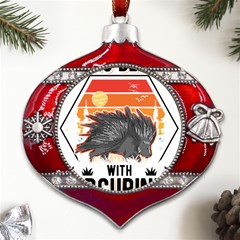 Porcupine T-shirtlife Is Better With Porcupines Porcupine T-shirt Metal Snowflake And Bell Red Ornament by EnriqueJohnson