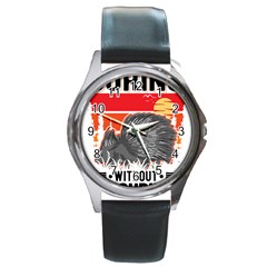 Porcupine T-shirtlife Would Be So Boring Without Porcupines T-shirt Round Metal Watch by EnriqueJohnson