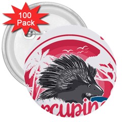 Porcupine T-shirtporcupine Girl T-shirt 3  Buttons (100 Pack)  by EnriqueJohnson