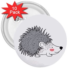 Porcupine T-shirtwhite Look Calm Porcupine 03 T-shirt 3  Buttons (10 Pack) 