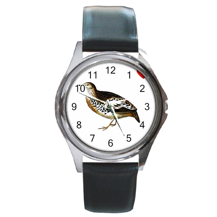 Quail T-shirtsteal Your Heart Quail 02 T-shirt Round Metal Watch