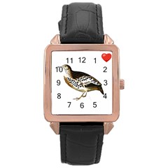 Quail T-shirtsteal Your Heart Quail 02 T-shirt Rose Gold Leather Watch  by EnriqueJohnson