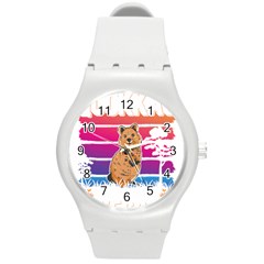 Quokka T-shirtbecause Quokkas Are Freaking Awesome T-shirt Round Plastic Sport Watch (m) by EnriqueJohnson