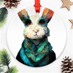 Rabbit T-shirtrabbit Watercolor Painting #rabbit T-shirt (1) Ornament (Round) Front