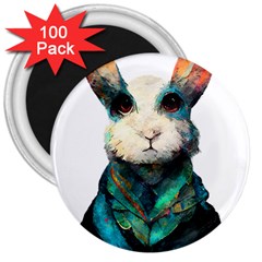 Rabbit T-shirtrabbit Watercolor Painting #rabbit T-shirt (1) 3  Magnets (100 Pack) by EnriqueJohnson