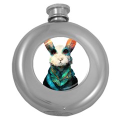 Rabbit T-shirtrabbit Watercolor Painting #rabbit T-shirt (1) Round Hip Flask (5 Oz) by EnriqueJohnson