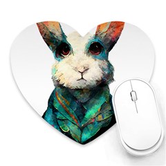 Rabbit T-shirtrabbit Watercolor Painting #rabbit T-shirt (1) Heart Mousepad by EnriqueJohnson