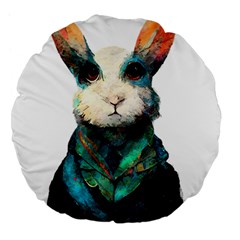 Rabbit T-shirtrabbit Watercolor Painting #rabbit T-shirt (1) Large 18  Premium Flano Round Cushions by EnriqueJohnson