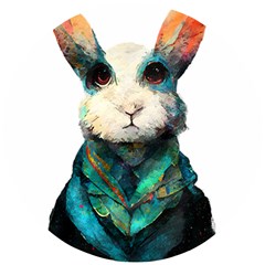 Rabbit T-shirtrabbit Watercolor Painting #rabbit T-shirt (1) Wooden Puzzle Round by EnriqueJohnson