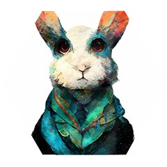 Rabbit T-shirtrabbit Watercolor Painting #rabbit T-shirt (1) Wooden Puzzle Hexagon by EnriqueJohnson