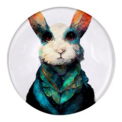 Rabbit T-shirtrabbit Watercolor Painting #rabbit T-shirt (1) Round Glass Fridge Magnet (4 Pack) by EnriqueJohnson