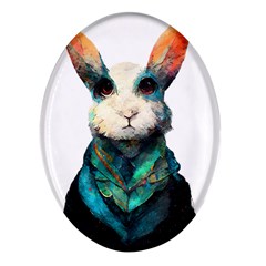 Rabbit T-shirtrabbit Watercolor Painting #rabbit T-shirt (1) Oval Glass Fridge Magnet (4 Pack) by EnriqueJohnson