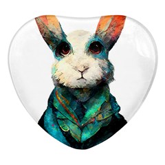 Rabbit T-shirtrabbit Watercolor Painting #rabbit T-shirt (1) Heart Glass Fridge Magnet (4 Pack) by EnriqueJohnson