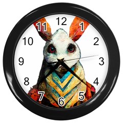 Rabbit T-shirtrabbit Watercolor Painting #rabbit T-shirt (2) Wall Clock (black) by EnriqueJohnson