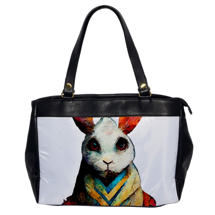 Rabbit T-shirtrabbit Watercolor Painting #rabbit T-shirt (2) Oversize Office Handbag