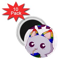 Gay Pride T- Shirt Gay Pride Kawaii Cat Strawberry Milk Rainbow Flag T- Shirt 1 75  Magnets (10 Pack)  by ZUXUMI