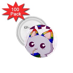 Gay Pride T- Shirt Gay Pride Kawaii Cat Strawberry Milk Rainbow Flag T- Shirt 1 75  Buttons (100 Pack)  by ZUXUMI