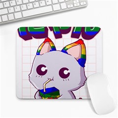 Gay Pride T- Shirt Gay Pride Kawaii Cat Strawberry Milk Rainbow Flag T- Shirt Large Mousepad by ZUXUMI