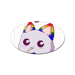 Gay Pride T- Shirt Gay Pride Kawaii Cat Strawberry Milk Rainbow Flag T- Shirt Sticker Oval (100 pack) Front