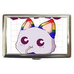 Gay Pride T- Shirt Gay Pride Kawaii Cat Strawberry Milk Rainbow Flag T- Shirt Cigarette Money Case by ZUXUMI