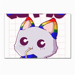 Gay Pride T- Shirt Gay Pride Kawaii Cat Strawberry Milk Rainbow Flag T- Shirt Postcard 4 x 6  (pkg Of 10) by ZUXUMI