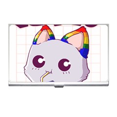 Gay Pride T- Shirt Gay Pride Kawaii Cat Strawberry Milk Rainbow Flag T- Shirt Business Card Holder by ZUXUMI