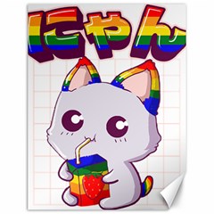 Gay Pride T- Shirt Gay Pride Kawaii Cat Strawberry Milk Rainbow Flag T- Shirt Canvas 12  X 16  by ZUXUMI