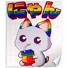 Gay Pride T- Shirt Gay Pride Kawaii Cat Strawberry Milk Rainbow Flag T- Shirt Canvas 20  X 24  by ZUXUMI