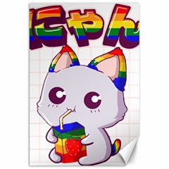 Gay Pride T- Shirt Gay Pride Kawaii Cat Strawberry Milk Rainbow Flag T- Shirt Canvas 20  X 30  by ZUXUMI