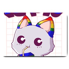 Gay Pride T- Shirt Gay Pride Kawaii Cat Strawberry Milk Rainbow Flag T- Shirt Large Doormat by ZUXUMI