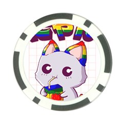 Gay Pride T- Shirt Gay Pride Kawaii Cat Strawberry Milk Rainbow Flag T- Shirt Poker Chip Card Guard by ZUXUMI