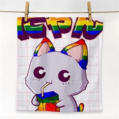 Gay Pride T- Shirt Gay Pride Kawaii Cat Strawberry Milk Rainbow Flag T- Shirt Face Towel by ZUXUMI