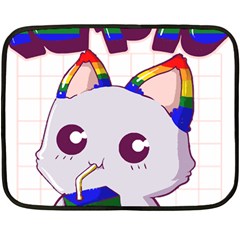 Gay Pride T- Shirt Gay Pride Kawaii Cat Strawberry Milk Rainbow Flag T- Shirt Two Sides Fleece Blanket (mini) by ZUXUMI