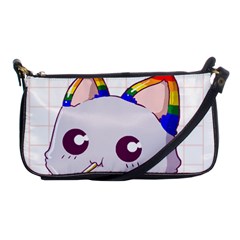 Gay Pride T- Shirt Gay Pride Kawaii Cat Strawberry Milk Rainbow Flag T- Shirt Shoulder Clutch Bag by ZUXUMI