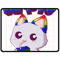 Gay Pride T- Shirt Gay Pride Kawaii Cat Strawberry Milk Rainbow Flag T- Shirt Fleece Blanket (large) by ZUXUMI