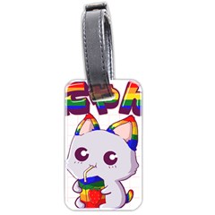 Gay Pride T- Shirt Gay Pride Kawaii Cat Strawberry Milk Rainbow Flag T- Shirt Luggage Tag (two Sides) by ZUXUMI