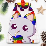 Gay Pride T- Shirt Gay Pride Kawaii Cat Strawberry Milk Rainbow Flag T- Shirt Ornament (Bell) Front