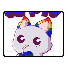 Gay Pride T- Shirt Gay Pride Kawaii Cat Strawberry Milk Rainbow Flag T- Shirt Two Sides Fleece Blanket (small) by ZUXUMI