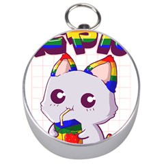 Gay Pride T- Shirt Gay Pride Kawaii Cat Strawberry Milk Rainbow Flag T- Shirt Silver Compasses by ZUXUMI