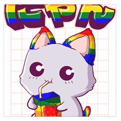 Gay Pride T- Shirt Gay Pride Kawaii Cat Strawberry Milk Rainbow Flag T- Shirt Square Satin Scarf (36  X 36 ) by ZUXUMI