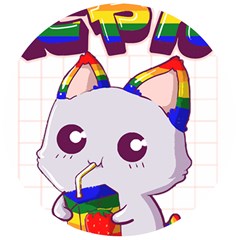 Gay Pride T- Shirt Gay Pride Kawaii Cat Strawberry Milk Rainbow Flag T- Shirt Wooden Bottle Opener (round) by ZUXUMI